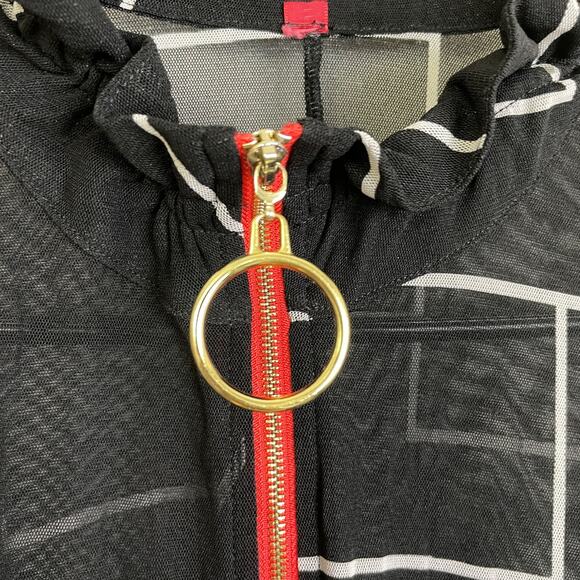 IC by Connie K Jacket Womens Medium Black Mesh Top Full Zip Wire Collar Sheer - Picture 7 of 10